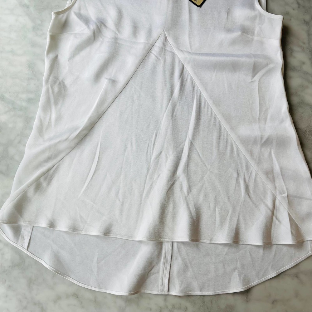 St. John White Sateen Sleeveless Tunic Blouse Swing Small NEW Acetate Viscose - Picture 4 of 6